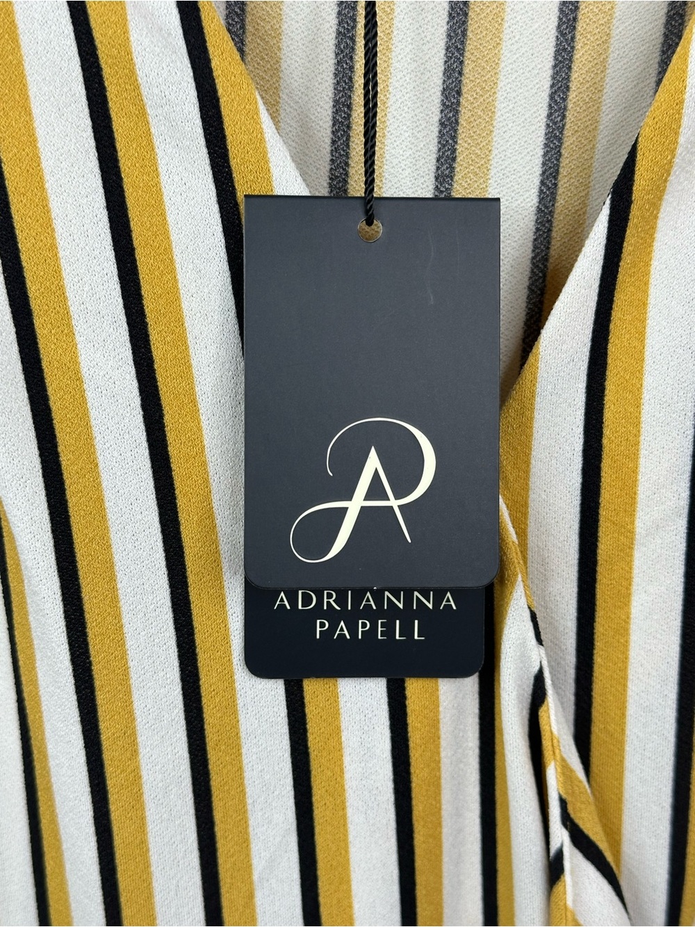 Adrianna Papell Yellow, White & Black Stripe Surplice Blouse, XL, NWT - Picture 3 of 6